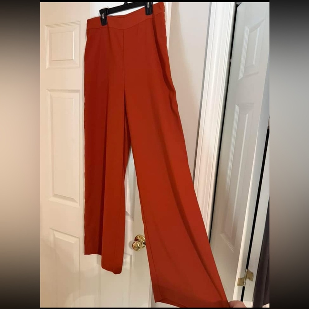 NWT Women's High-Waist Wide Leg Trousers - Rust